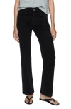 Mango Mid Rise Straight Leg Jeans In Black Denim