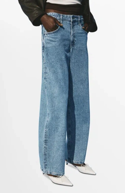 Mango Mid Rise Straight Leg Jeans In Blue