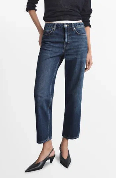 Mango Mid Rise Straight Leg Jeans In Blue