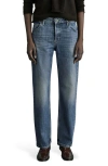 Mango Mid Rise Straight Leg Jeans In Dark Blue