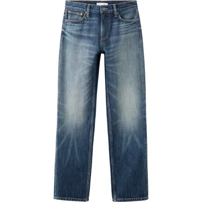 Mango Mid Rise Straight Leg Jeans In Blue