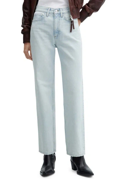 Mango Mid Rise Straight Leg Jeans In Light Blue