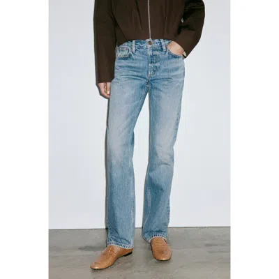 Mango Mid Rise Straight Leg Jeans In Blue