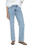Mango Mid Rise Straight Leg Jeans In Medium Blue