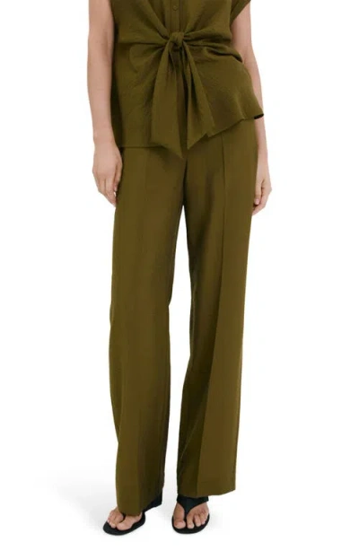 Mango Mid Rise Straight Leg Pants In Green