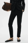 Mango Mid Rise Straight Leg Ponte Pants In Noir