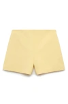 Mango Mid Rise Straight Leg Shorts In Pastel Yellow