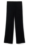 Mango Mid Rise Velvet Pants In Black