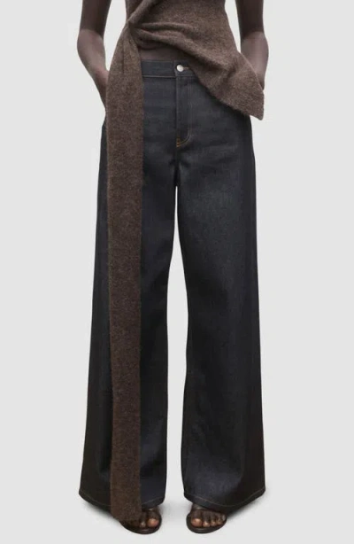 Mango Mid Rise Wide Leg Jeans In Blue