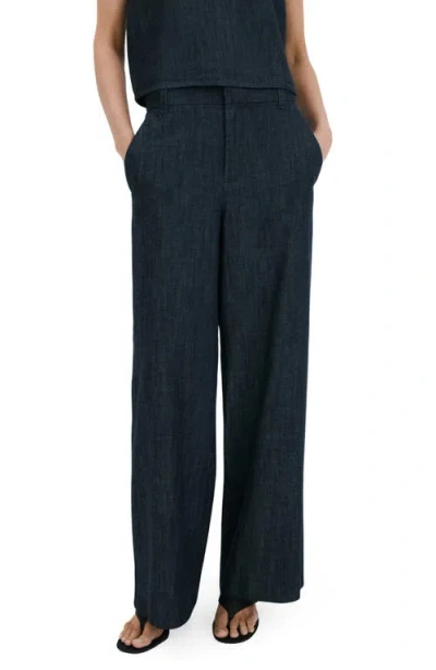 Mango Mid Rise Wide Leg Trouser Jeans In Blue