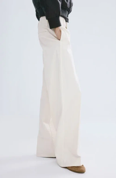 Mango Mid Rise Wide Leg Trouser Jeans In White