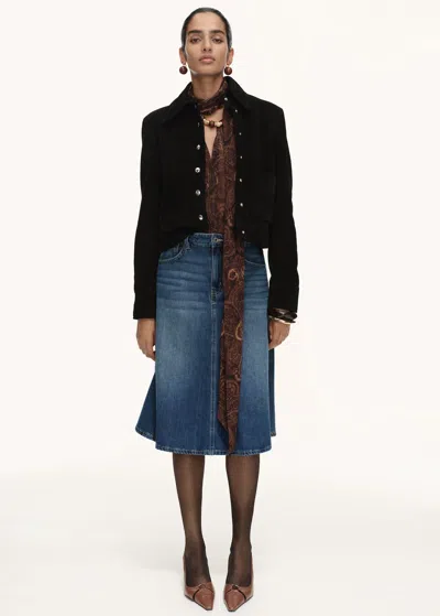 Mango Midi Denim Skirt Dark Blue