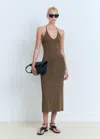Mango Midi-dress With Back Neckline Khaki