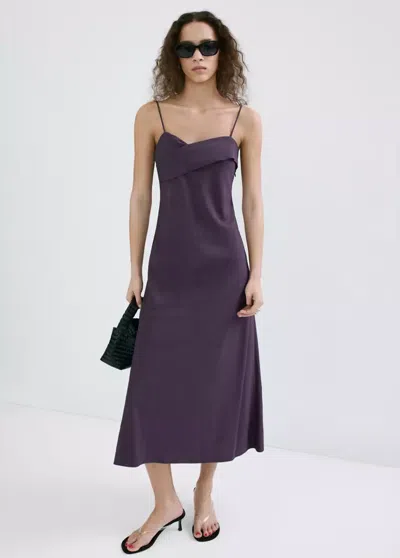 Mango Midi Dress With Crossed Neckline In Purple