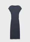 Mango Back Cutout Satin Dress In Grey