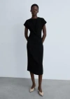 Mango Midi-dress With Knot Detail Black In Black