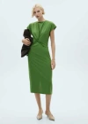 Mango Midi-dress With Knot Detail Emerald Green