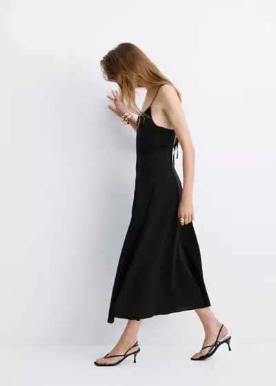 Mango Midi Dress With Stitching Details In Black