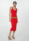 Mango Robe Midi Bretelles In Rouge