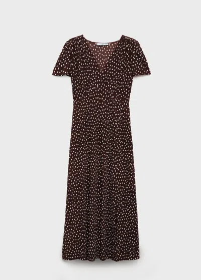 Mango Midi Floral Dress Brown