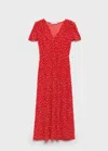 Mango Midi Floral Dress Red In Red