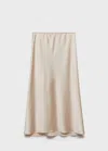 Mango Midi Satin Skirt Beige