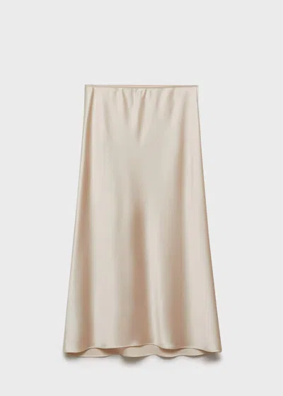 Mango Midi Satin Skirt Beige