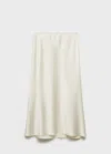 Mango Midi Satin Skirt Ecru In Ecru