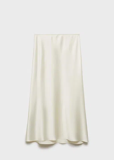 Mango Midi Satin Skirt Ecru