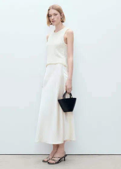 Mango Midi Satin Skirt Ecru In Écru
