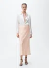 Mango Midi Satin Skirt Salmon