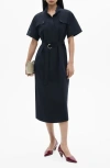 Mango Midi Shirtdress In Blue