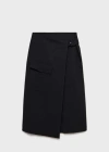 Mango Midi Skirt With Buckle Detail Black In Black
