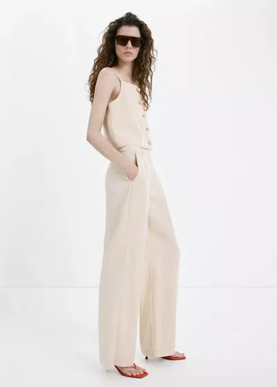 Mango Mid-rise Lyocell Pants In Neutral