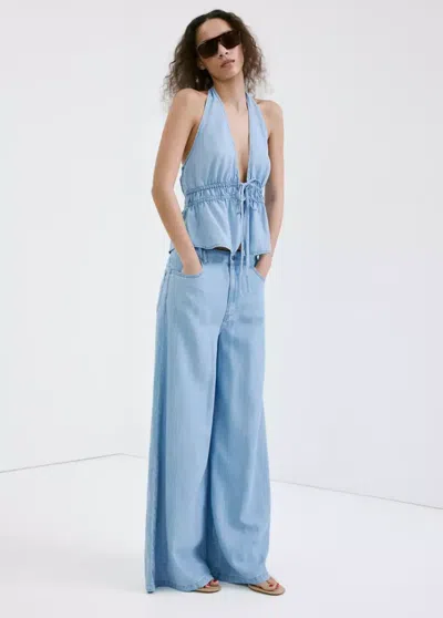 Mango Mid-rise Palazzo Jeans In Blue