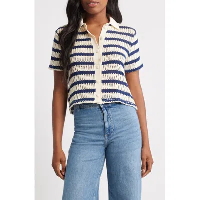 Mango Miffy Stripe Open Stitch Polo Sweater In Multi