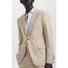 Mango Milan Slim Fit Linen Blazer In Beige