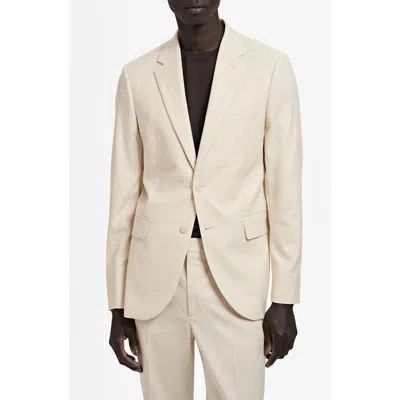 Mango Milan Slim Fit Linen Blazer In Ecru