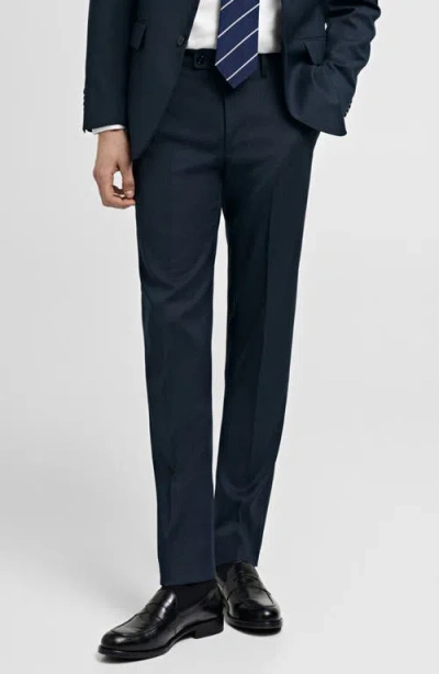 Mango Milan Slim Fit Suit Pants In Dark Navy