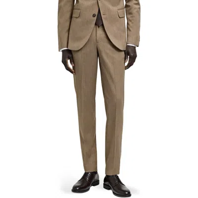 Mango Milan Slim Fit Suit Pants In Medium Brown
