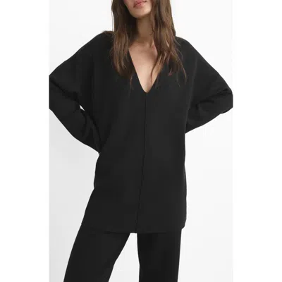 Mango Milano Fabric Pajama Sweater In Black