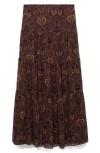 Mango Milano Print Maxi Skirt In Brown
