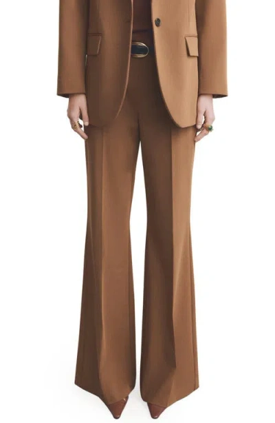 Mango Milano Wide Leg Pants In Brown