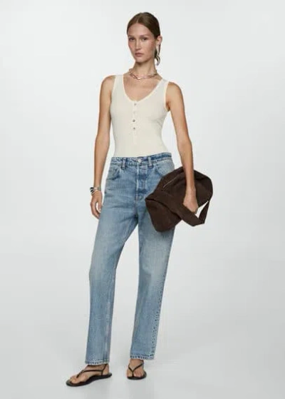 Mango Millie Straight Jeans Medium Rise Medium Blue
