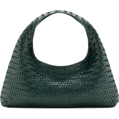 Mango Mini Braided Leather Bag In Green