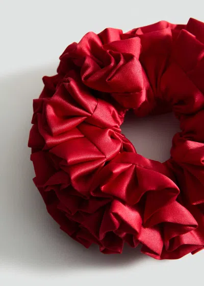 Mango Mini Ruffle Scrunchie Red