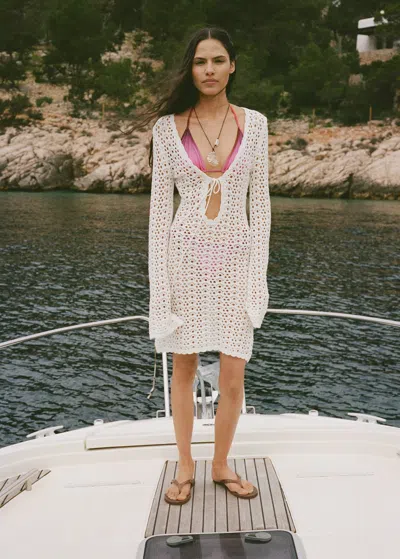 Mango Mini Crochet Dress With Bow White