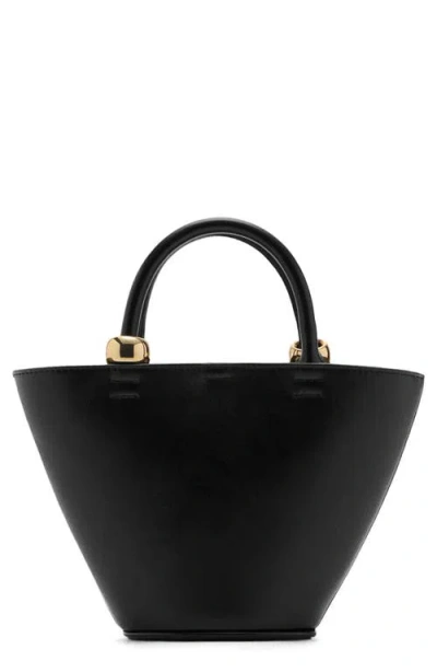 Mango Mini Faux Leather Shopper Bag In Black