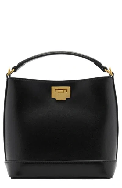 Mango Mini Faux Leather Shopper Bag In Black