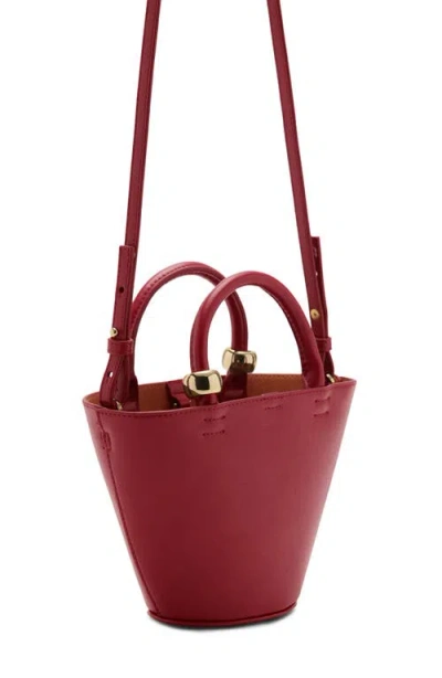 Mango Mini Faux Leather Shopper Bag In Burgundy